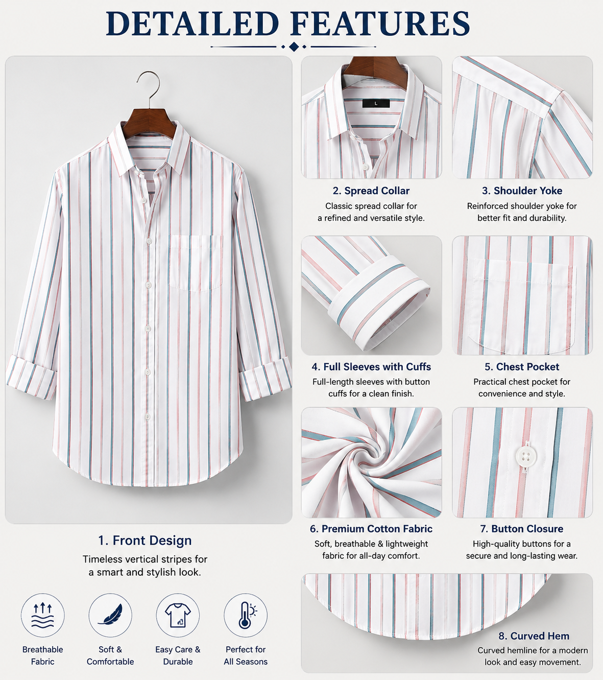 White & Pastel Stripe Shirt