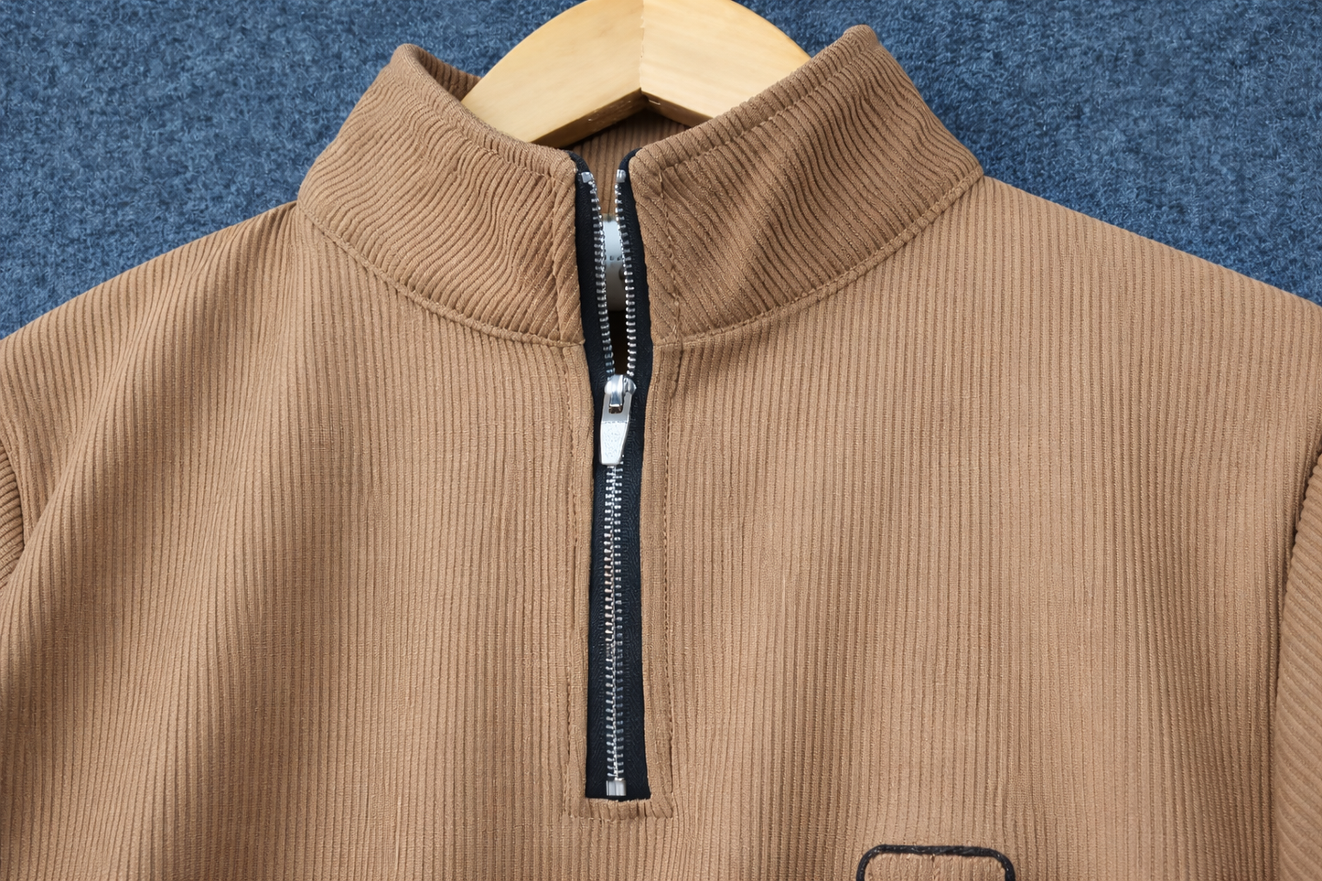 Men’s Premium Brown Half-Zip T-shirt