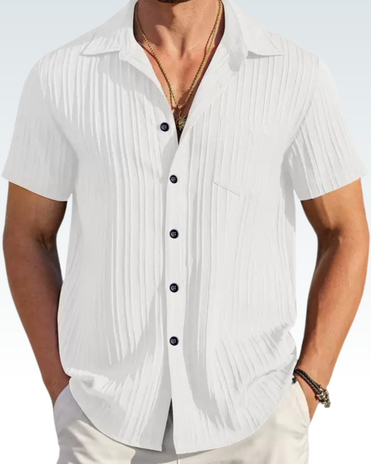 CLASSIC WHITE SHORT SLEEVE TEXTURED SHIRT FOR MEN