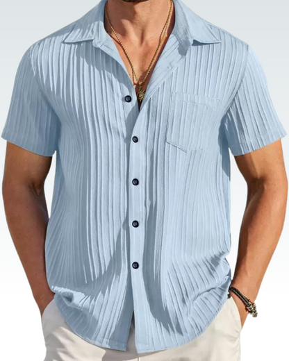 SKY BLUE SHORT SLEEVE TEXTURED SHIRT FOR MEN