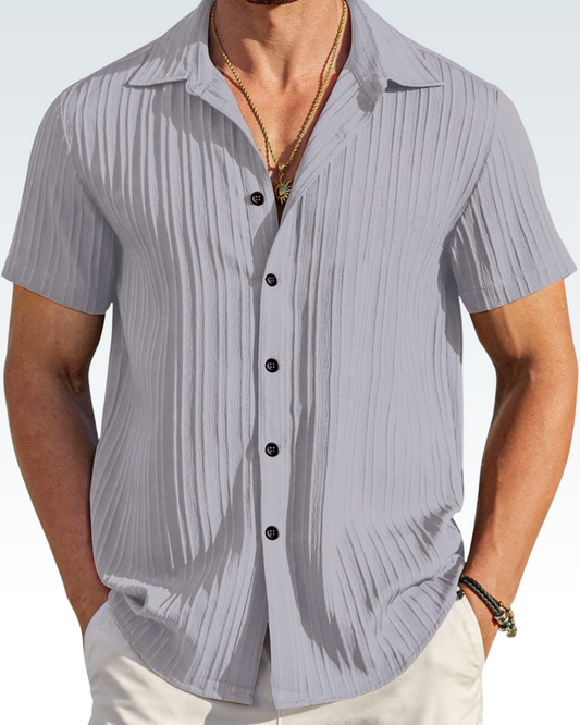 GRAY COLOR SHORT SLEEVE TEXTURED SHIRT FOR MEN