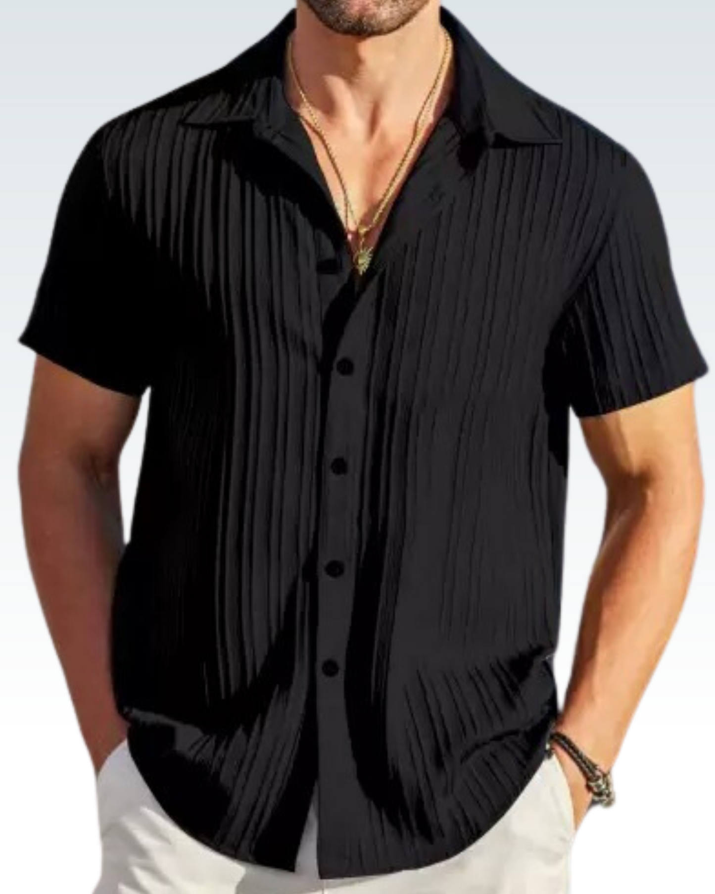 ROYAL BLACK SHORT SLEEVE TEXTURED SHIRT FOR MEN