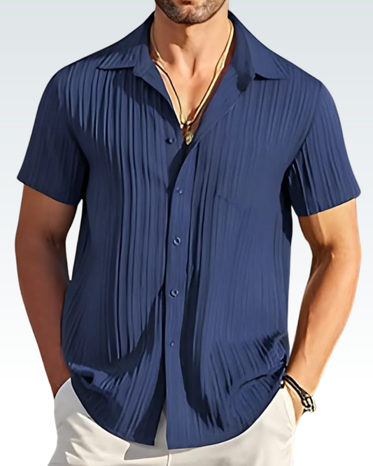 JET BLUE SHORT SLEEVE TEXTURED SHIRT FOR MEN