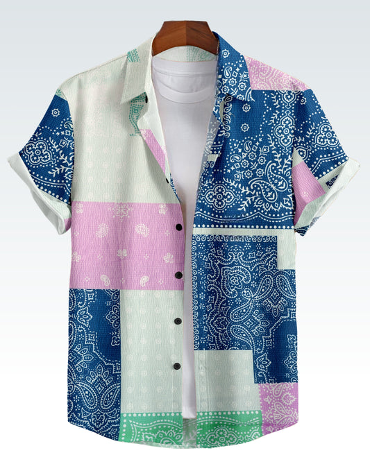 MAN'S SHORT SLEEVE PAISLEY PRINTED SHIRT