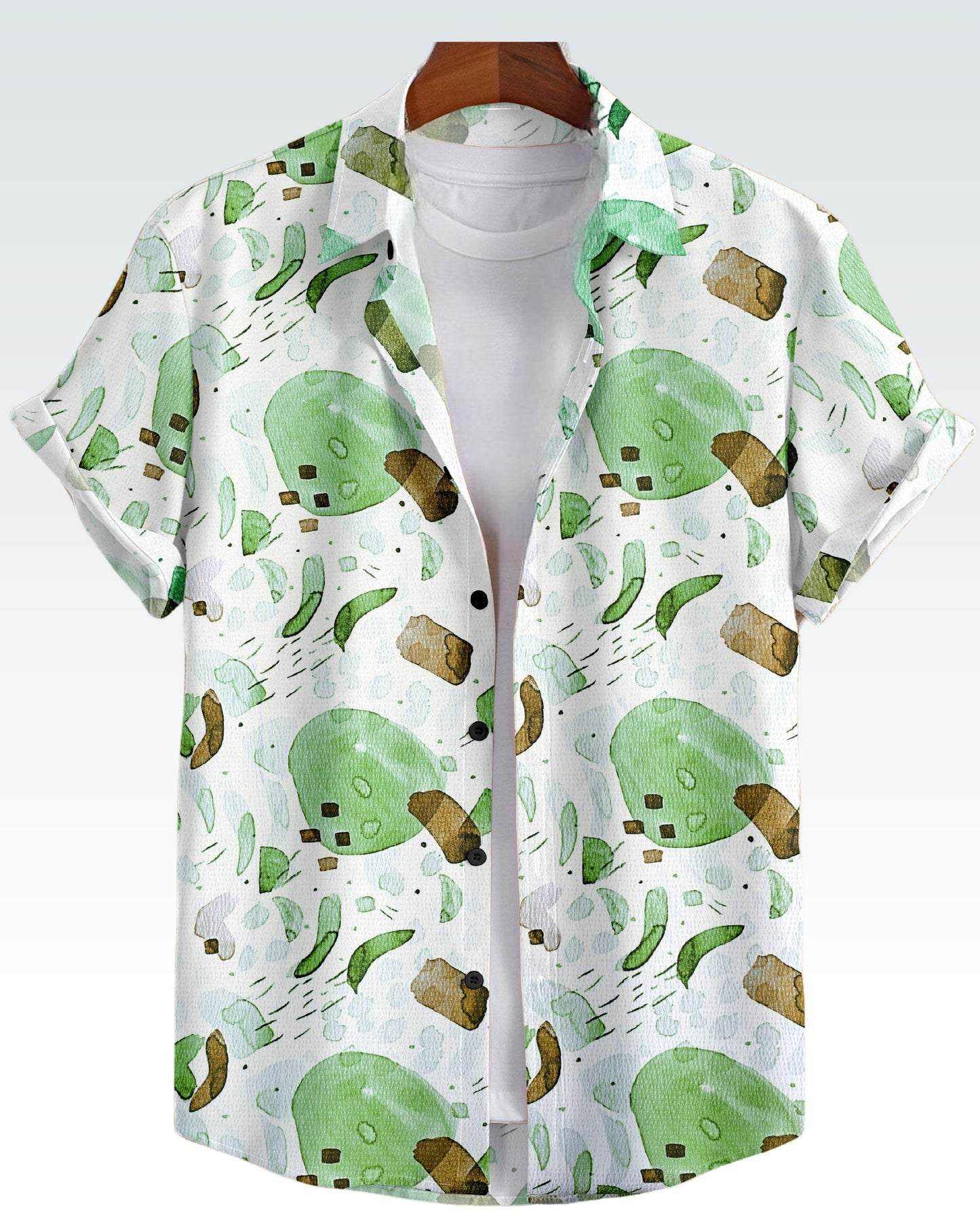 MEN'S SHORT SLEEVE FUNKY FUNGUS BUTTON-UP SHIRT