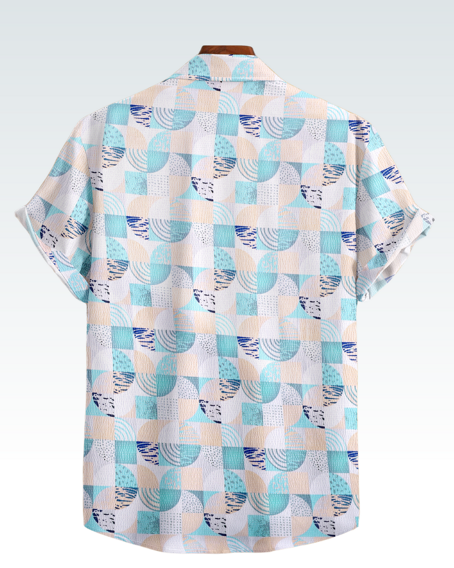 MEN'S COLORFUL GEOMETRIC PRINT SHORT SLEEVE SHIRT