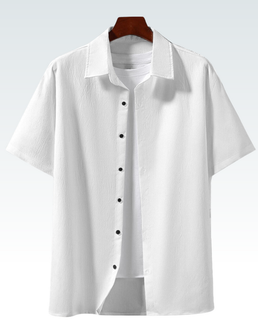 WHITE SHORT SLEEVE PLAIN SHIRT FOR MEN