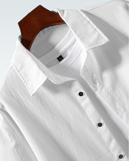 WHITE SHORT SLEEVE PLAIN SHIRT FOR MEN