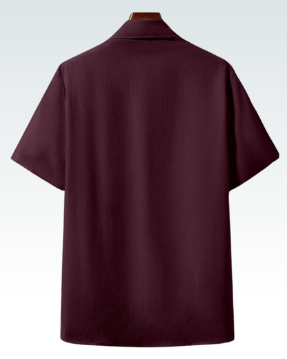 MAROON SHORT SLEEVE PLAIN SHIRT FOR MEN