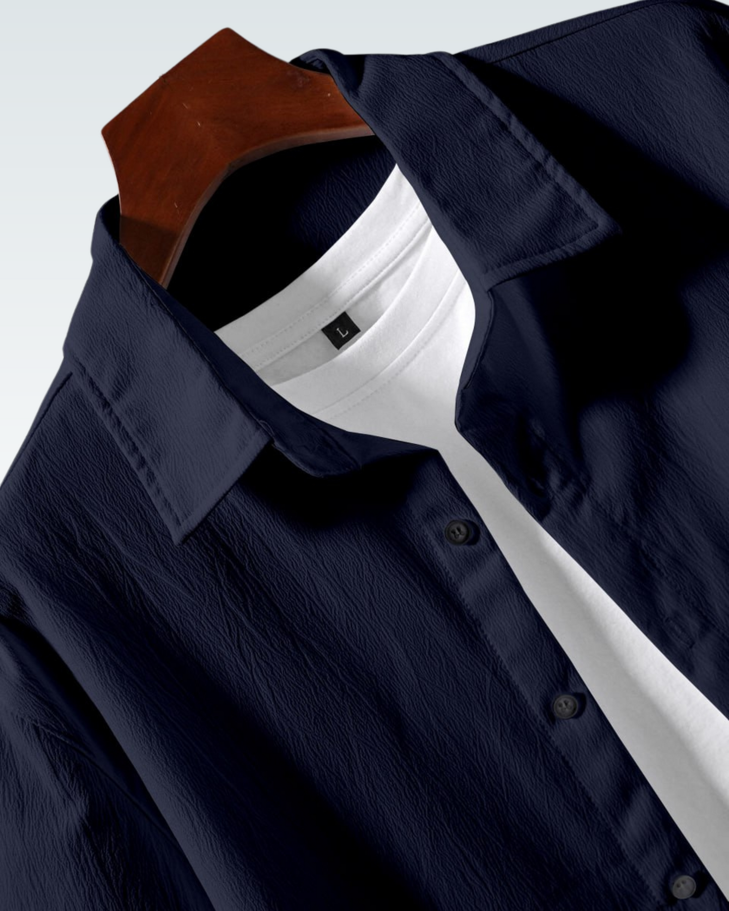 DARK BLUE SHORT SLEEVE PLAIN SHIRT FOR MEN