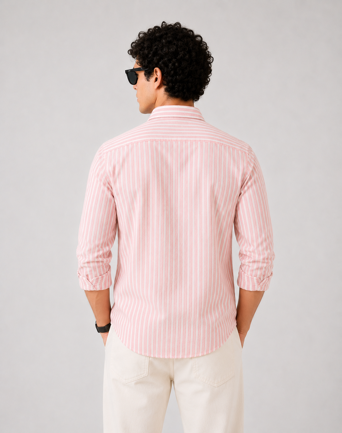 Pink Vertical Stripe Cotton Shirt