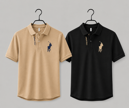 Timeless Duo – Beige & Black Polos | Half Sleeve T-shirt