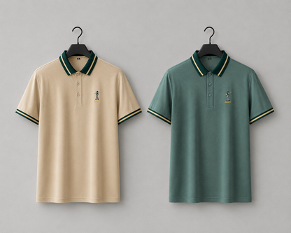 Timeless Duo – Beige & Green Polos | Half Sleeve T-shirt