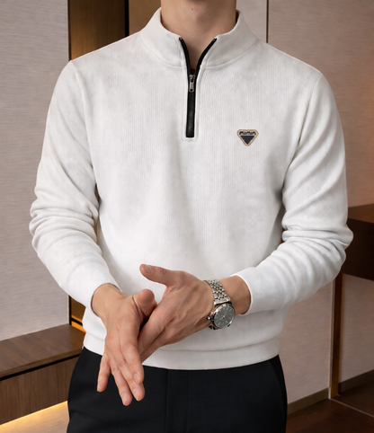 Men’s Premium White Half-Zip T-shirt