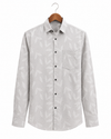 Pearl Grey Leaf Printed Slim Fit Shirt