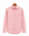 Blush Pink Leaf Printed Slim Fit Shirt