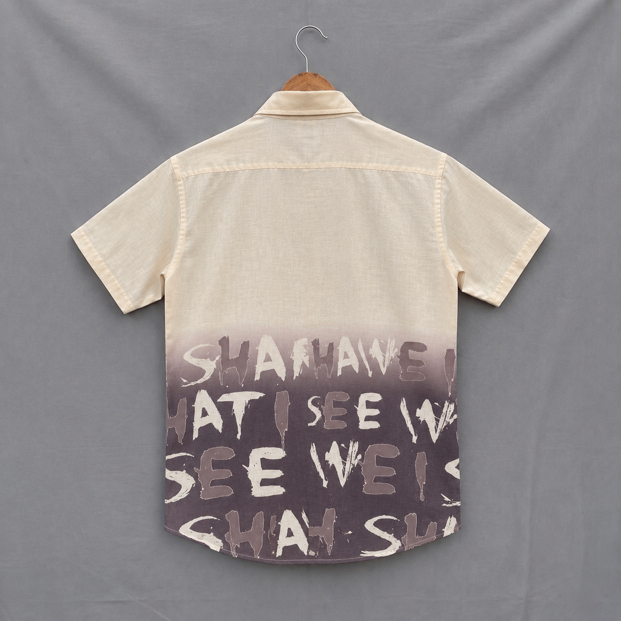 Beige Typography Print Half Sleeve Shirt