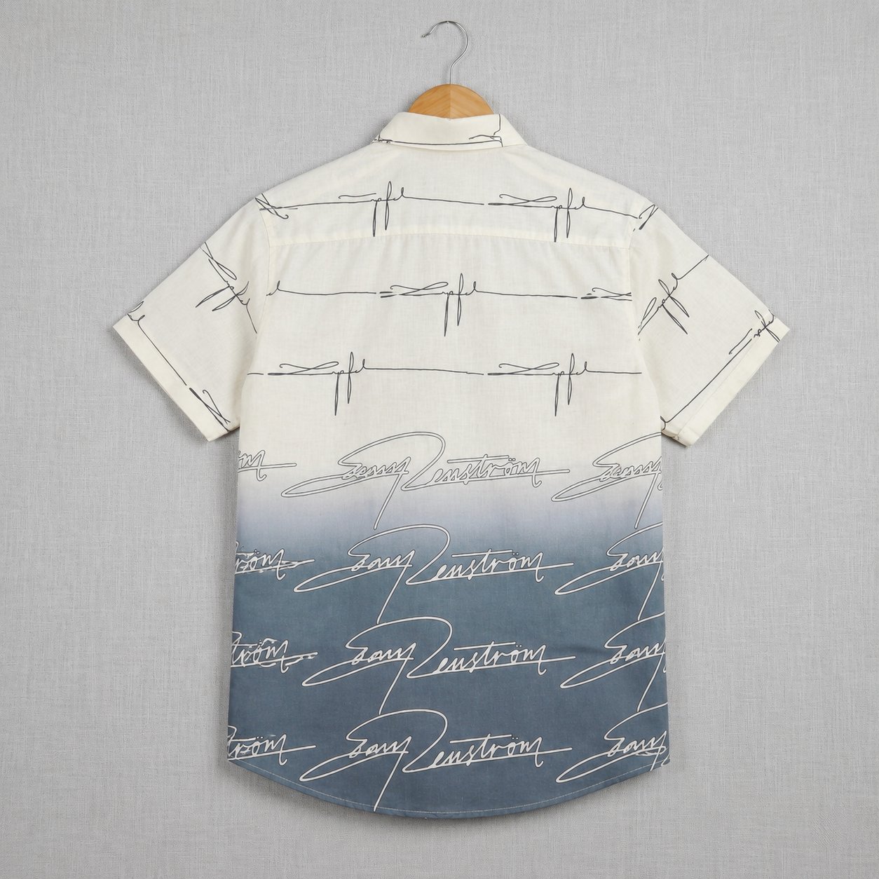 White & Steel Blue Signature Print Shirt