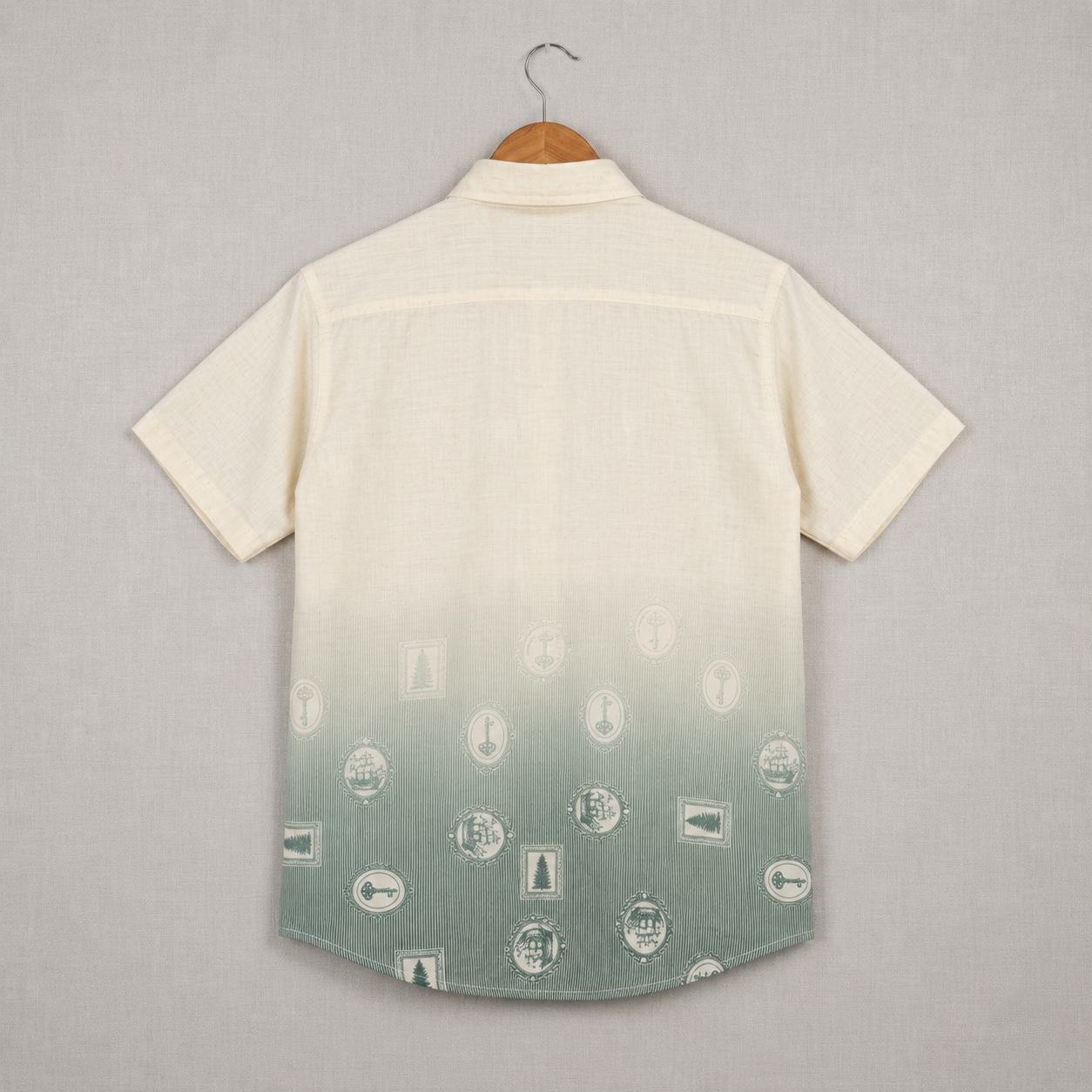 Cream & Sage Green Minimal Print Shirt