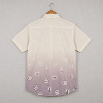 Cream & Mauve Vintage Print Shirt