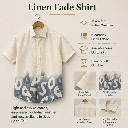 Beige & Steel Grey Abstract Print Half Sleeve Shirt