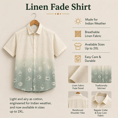 Cream & Sage Green Minimal Print Shirt