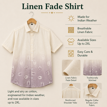 Cream & Mauve Vintage Print Shirt