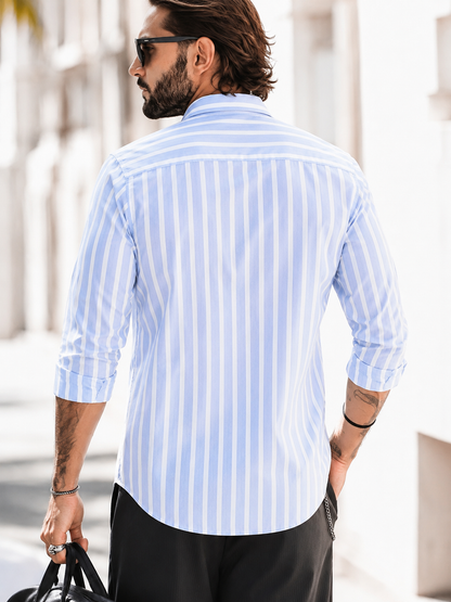 Sky Blue Vertical Stripe Shirt
