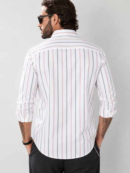 White & Pastel Stripe Shirt