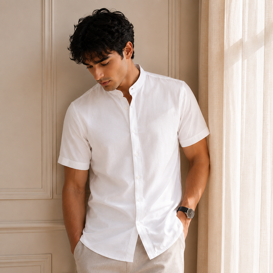 Classic White Half Sleeve Cotton Shirt