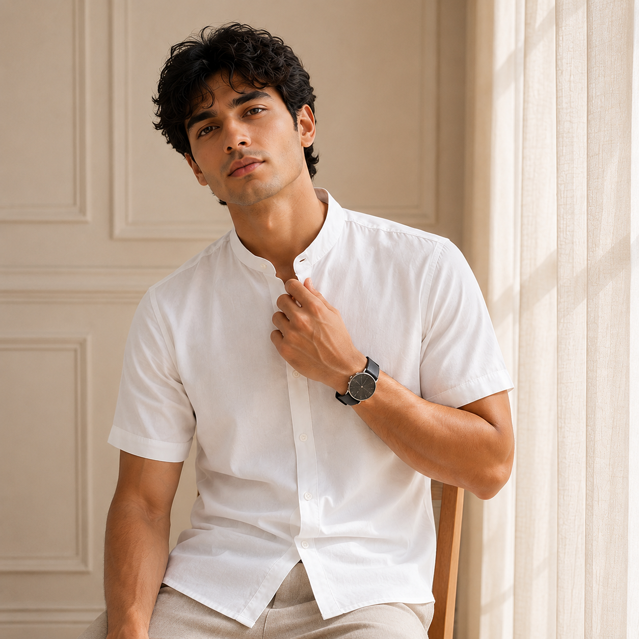 Classic White Half Sleeve Cotton Shirt