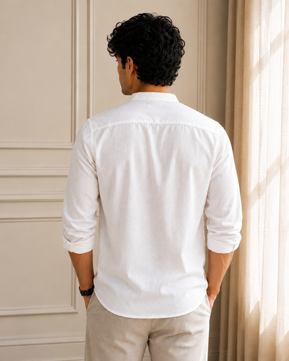 White Full Sleeve Cotton Kurta Shirt