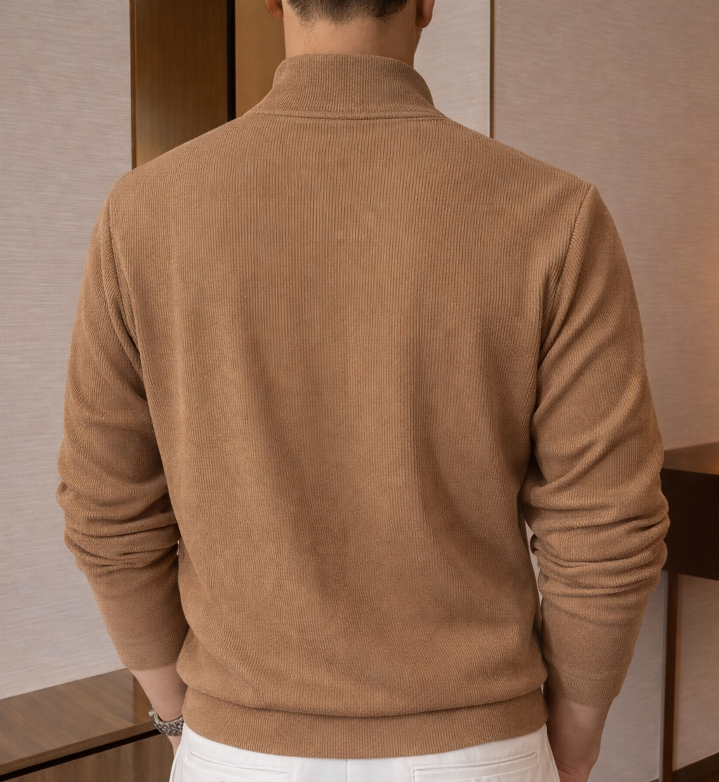 Men’s Premium Brown Half-Zip T-shirt