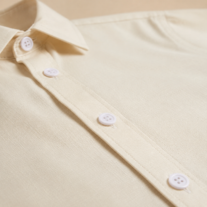 Green Beige Script Print Half Sleeve Shirt
