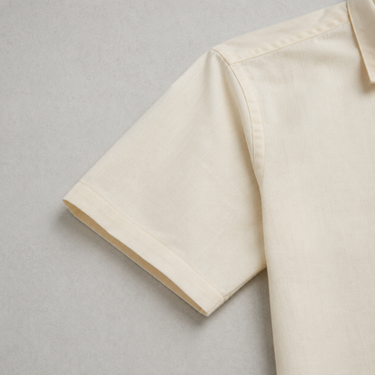 Green Beige Script Print Half Sleeve Shirt