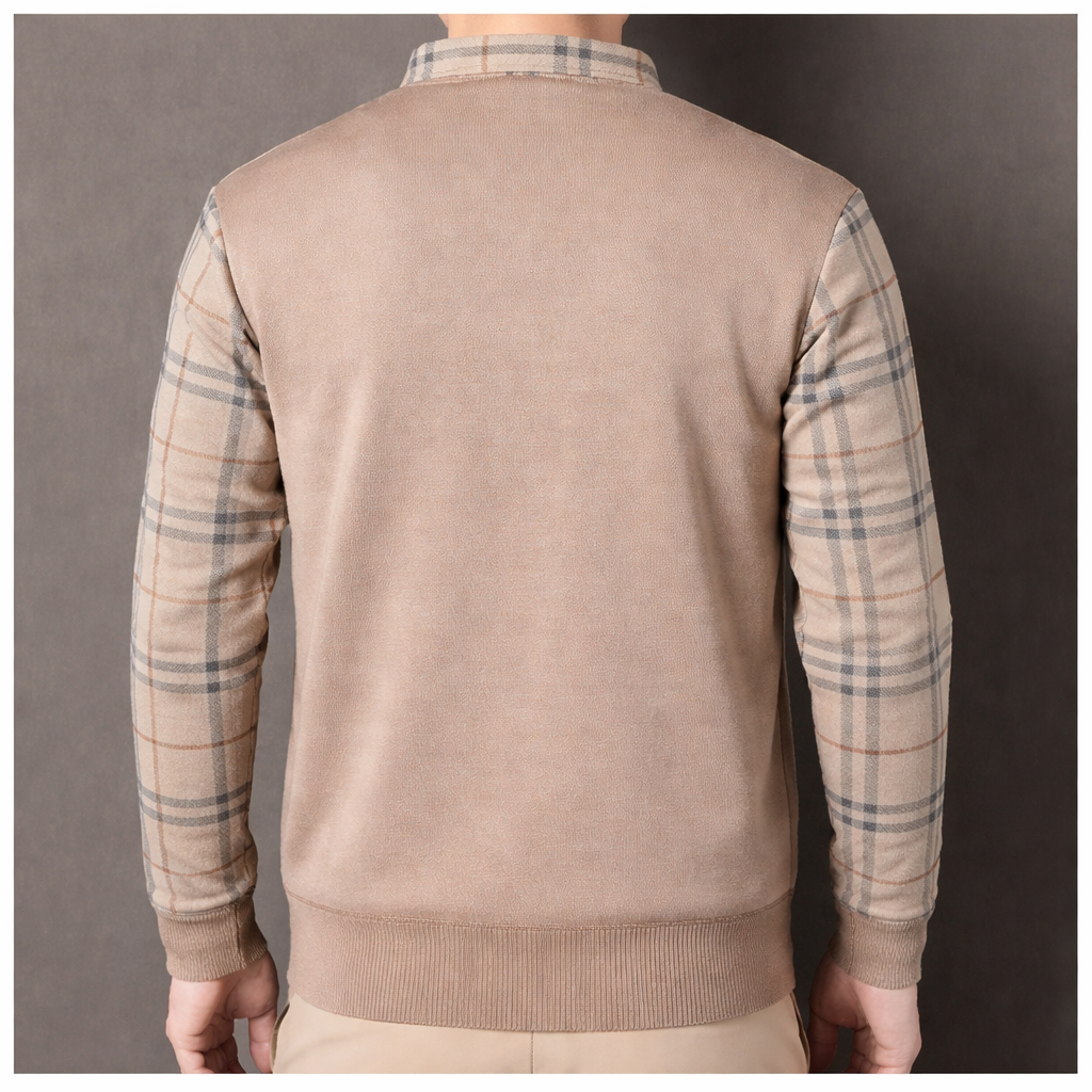 Men’s Premium Light Cocoa Brown V-Neck Layered Full Sleeve T-Shirt
