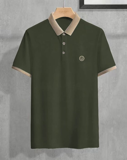 Men’s Green Polo Collar Half Sleeve T-Shirt