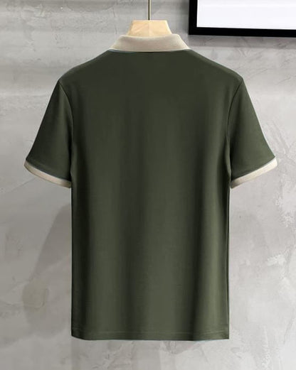 Men’s Green Polo Collar Half Sleeve T-Shirt