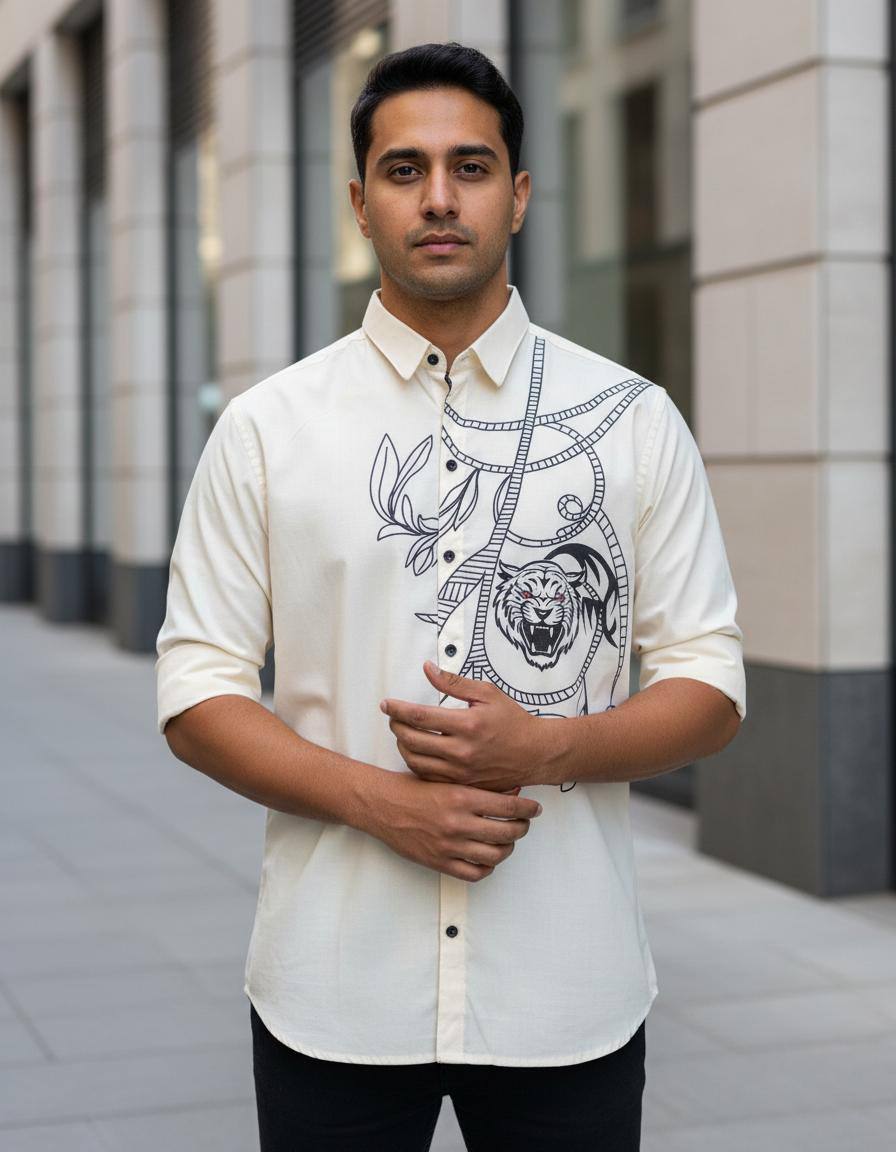 Urban Tiger Sketch White Shirt