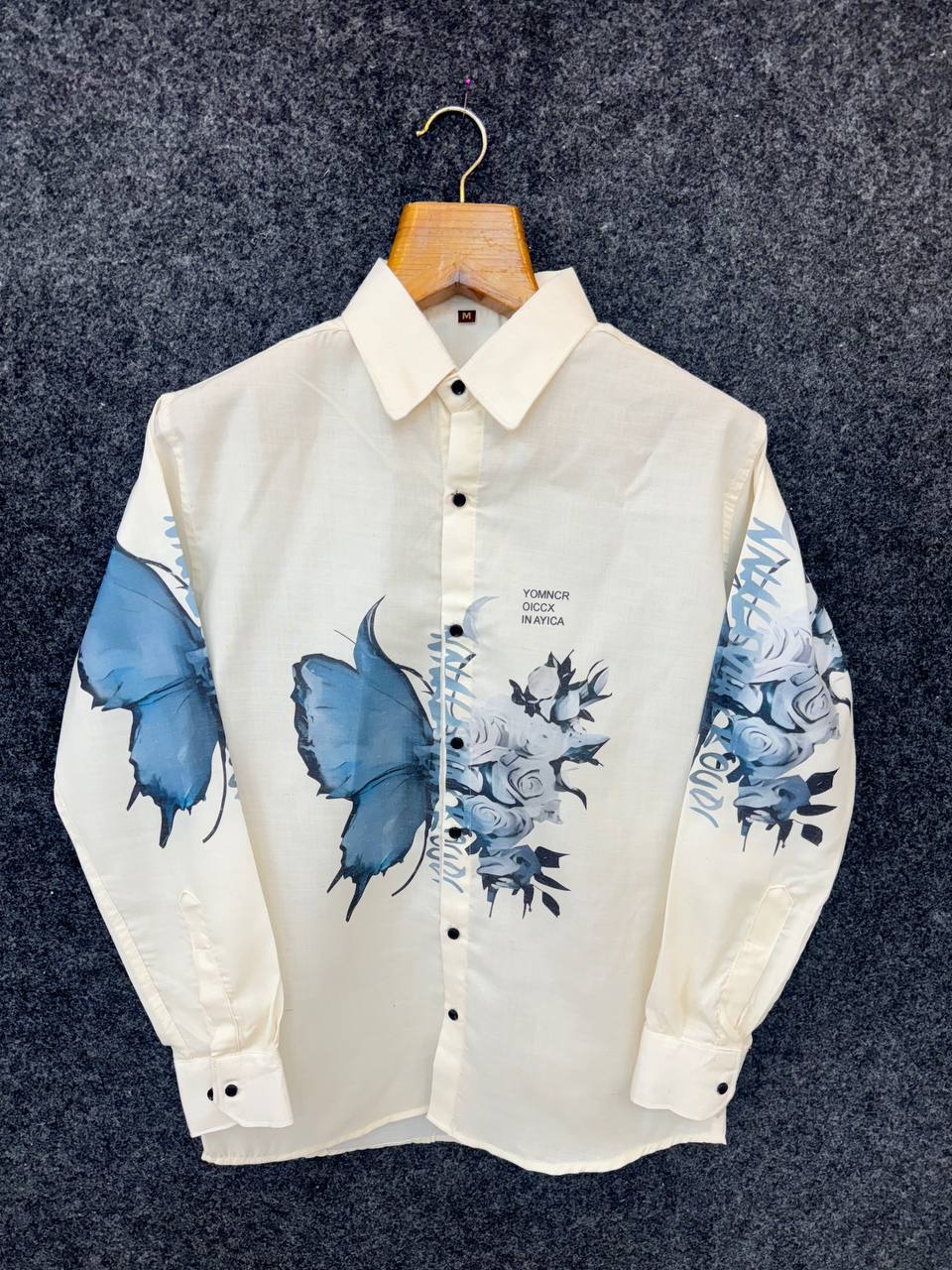 ivory slim fit abstract floral print shirt