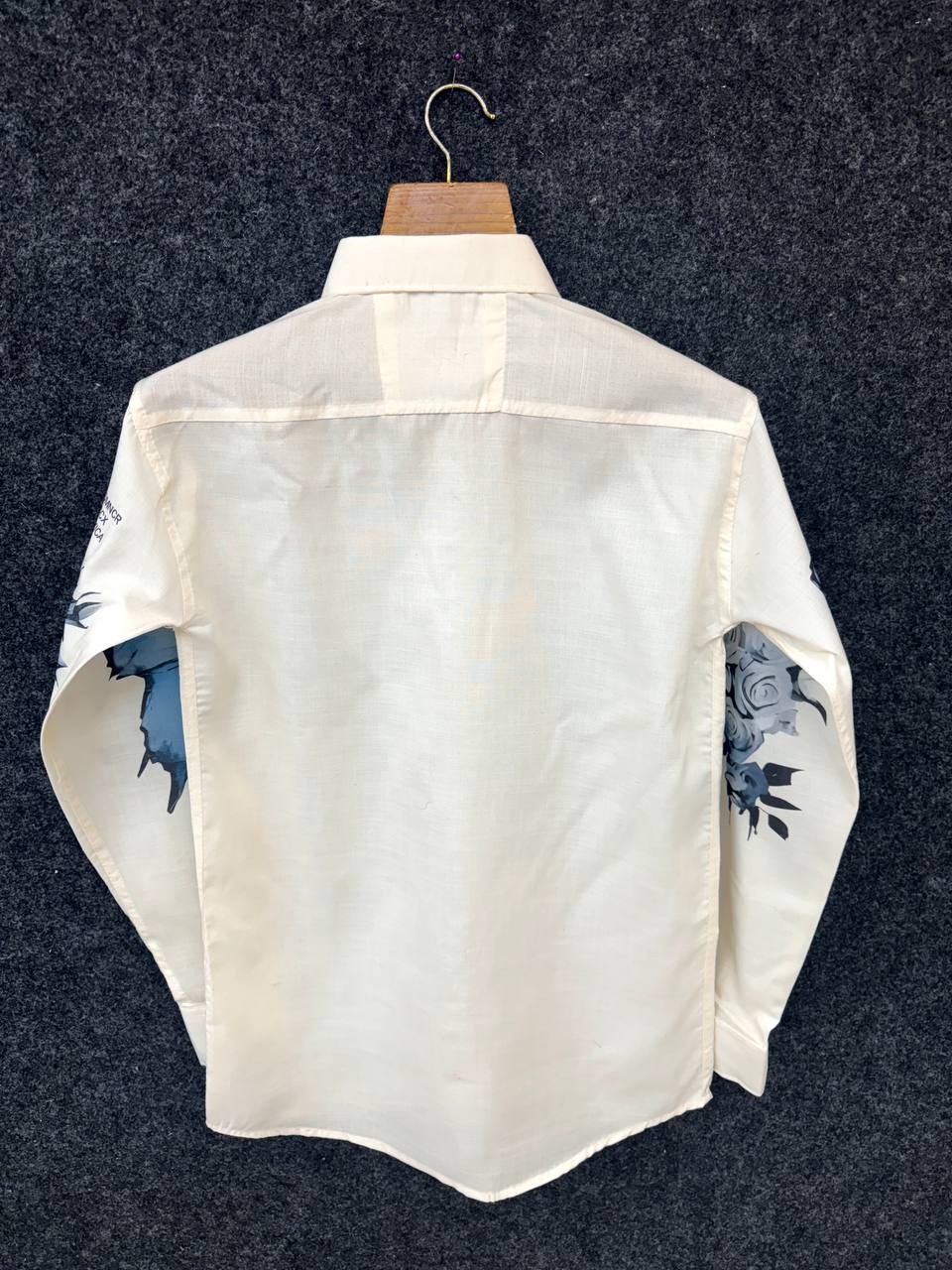 ivory slim fit abstract floral print shirt
