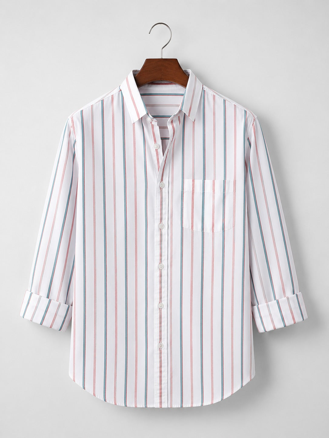 White & Pastel Stripe Shirt