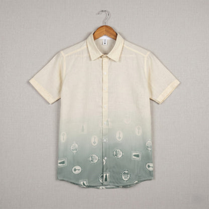 Cream & Sage Green Minimal Print Shirt