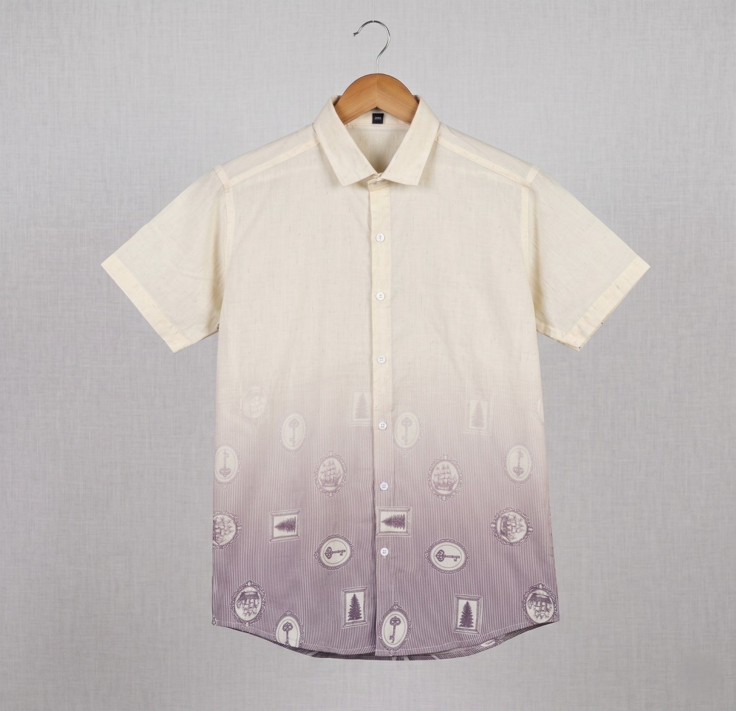 Cream & Mauve Vintage Print Shirt