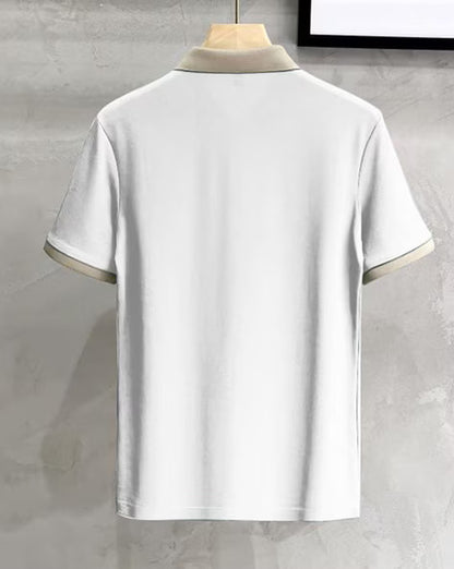 Men’s White Polo Collar Half Sleeve T-Shirt