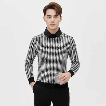 Men’s Premium Patterned Full Sleeve T-Shirt – White & Black