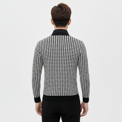 Men’s Premium Patterned Full Sleeve T-Shirt – White & Black