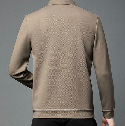 Men’s Beige Full Sleeve Plain Polo T-Shirt