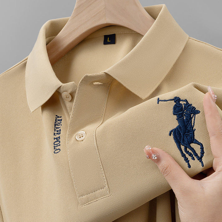 Men’s Premium Beige Polo T-Shirt with Embroidered Logo