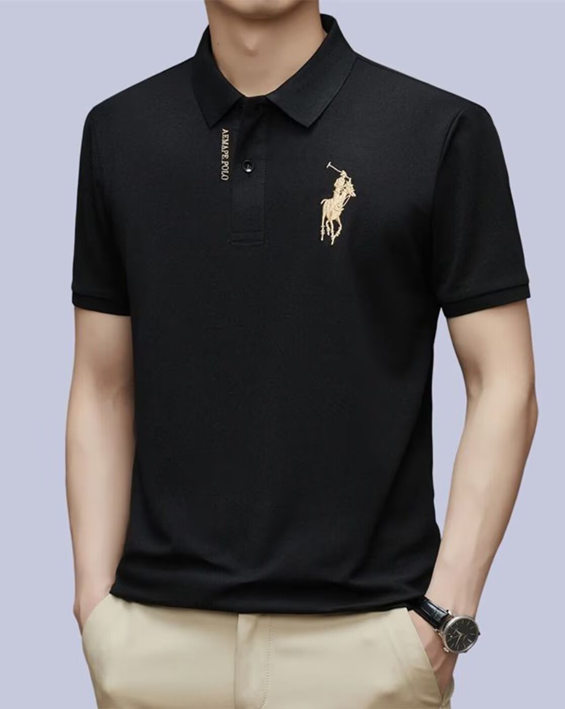 Men’s Premium Black Polo T-Shirt with Embroidered Logo